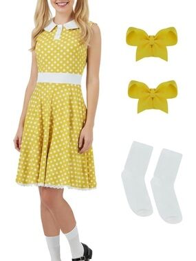 Gabby Yellow Polka Dot Costume Dress Set Small NWOT